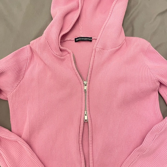 Brandy Melville Sweaters - Baby pink Brandy Melville Ribbed Zip-Up